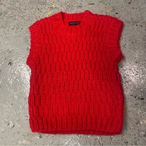 English Factory Chunky Knit Sweater Vest Pullover Bright Red XS